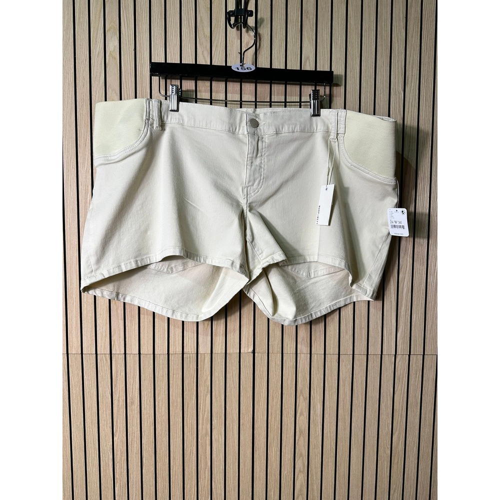 156 Warp + Weft El Paso Maternity Shorts Ecru‎ (24W, Bone, NWT) Retail $68